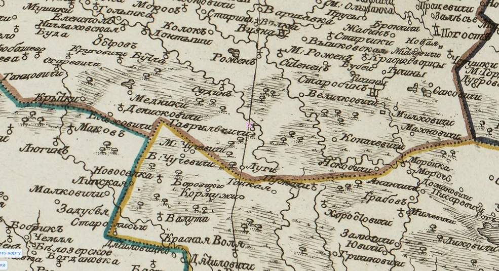 Гаврильчицы Солигорского района на старой карте